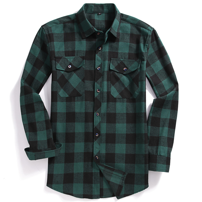 Flannel Shirt Lined - Herbst Herren Langarm Casual Button Hemd