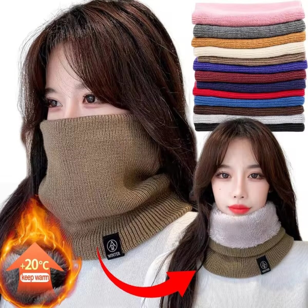 Winter Headband Fleece - Solider Winter-Plüschschal aus Wollstrick für Damen,