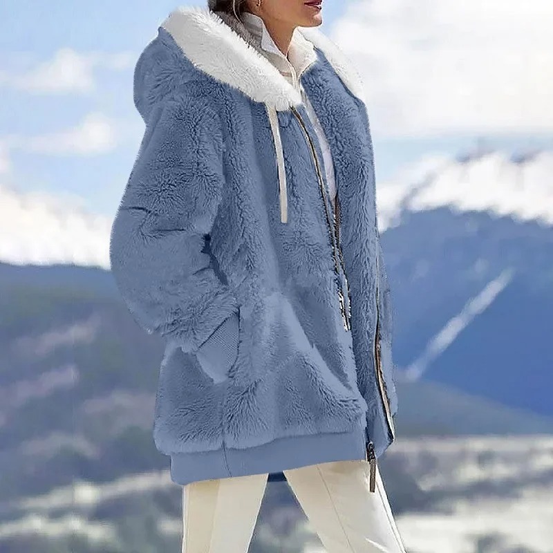 Wool Coat Peacoat - 2025, Winter Warme Frauen Jacken Plüsch