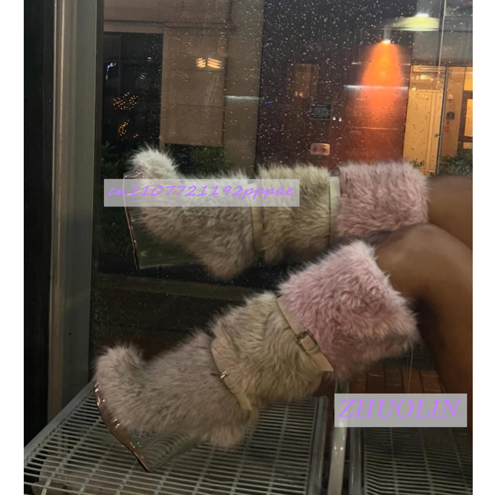 Waterproof Winter Boot - Winter Farbverlauf Pelzigen Transparent Keil Stiefel