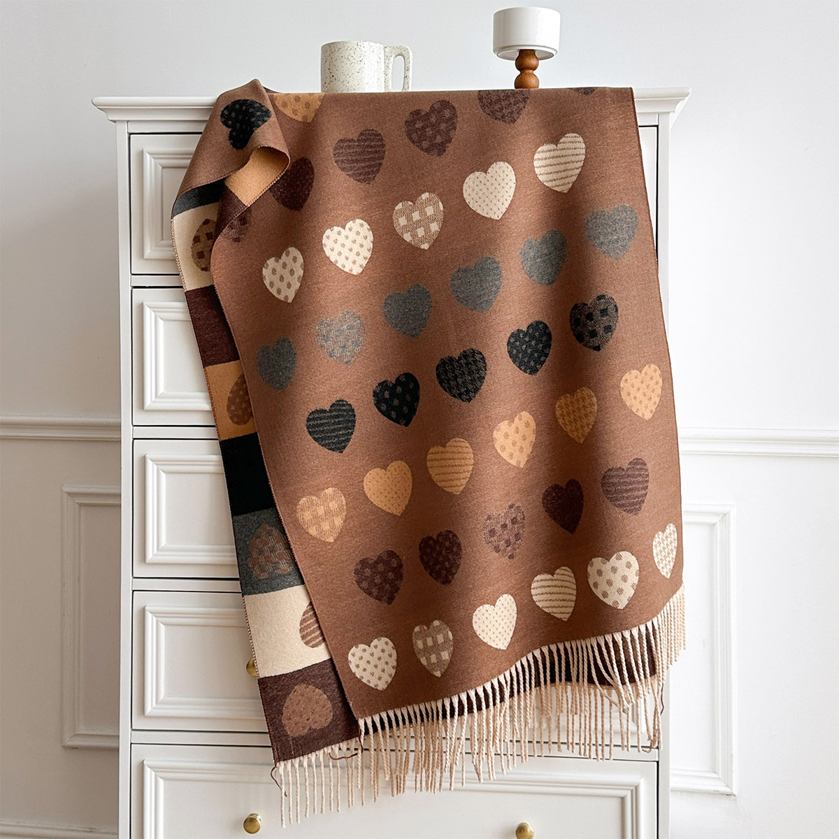 Cashmere Pashmina Wrap - Damen-Schal aus Kaschmir-Imitat mit Fransen, Dicker