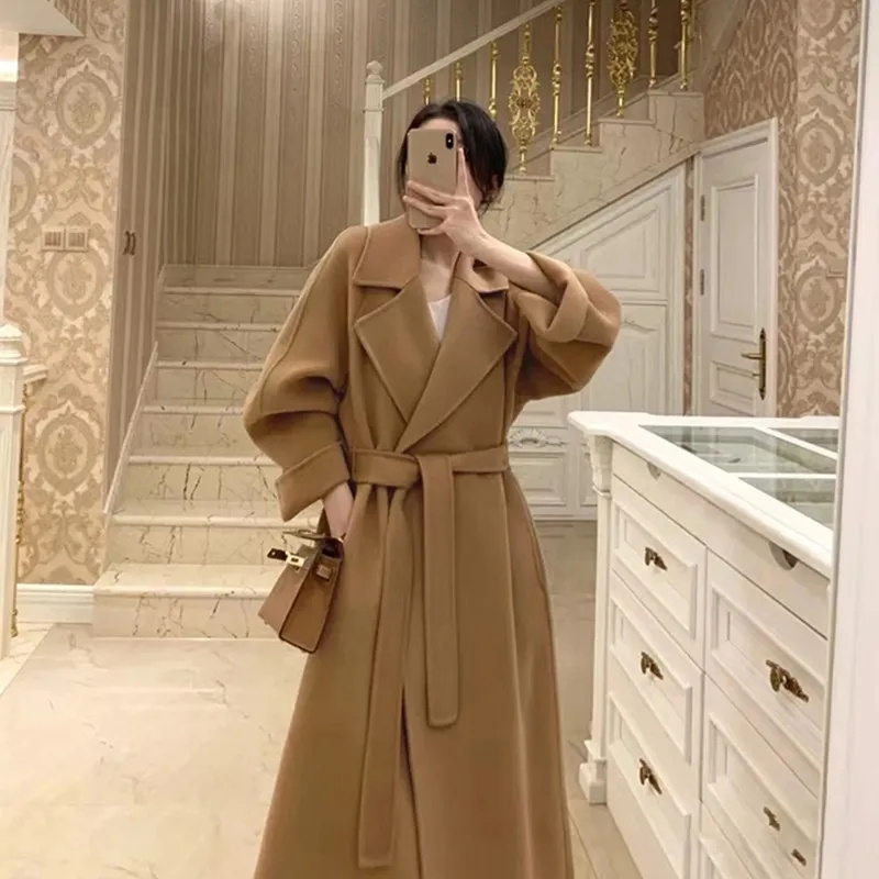 Wool Coat Peacoat - Doppelseitiger Kaschmir-Mantel mit Großem Kragen für