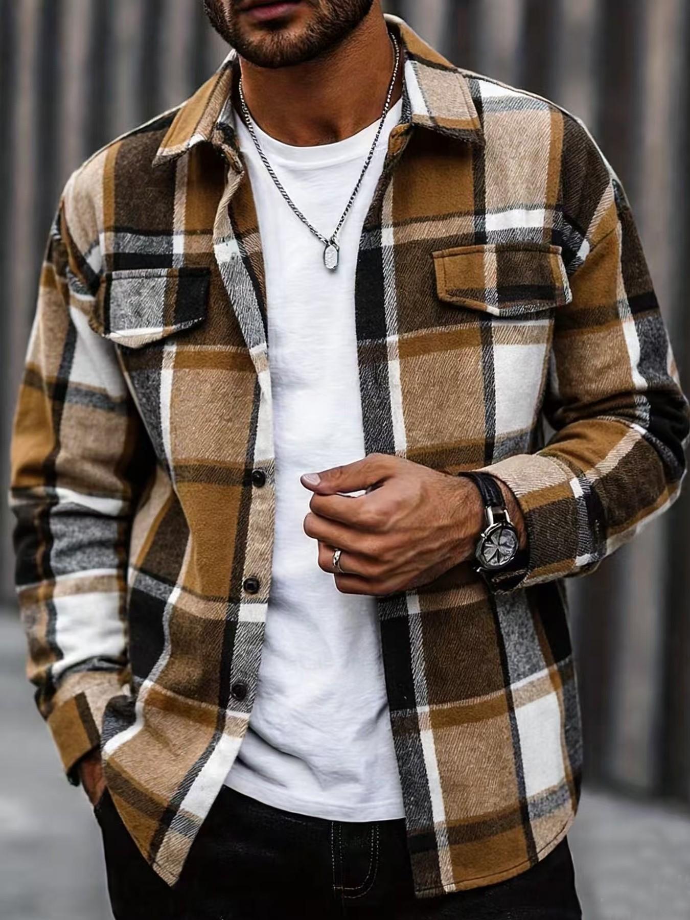 Flannel Shirt Lined - Retro-Karohemd für Herren, lässig, elegant, mit