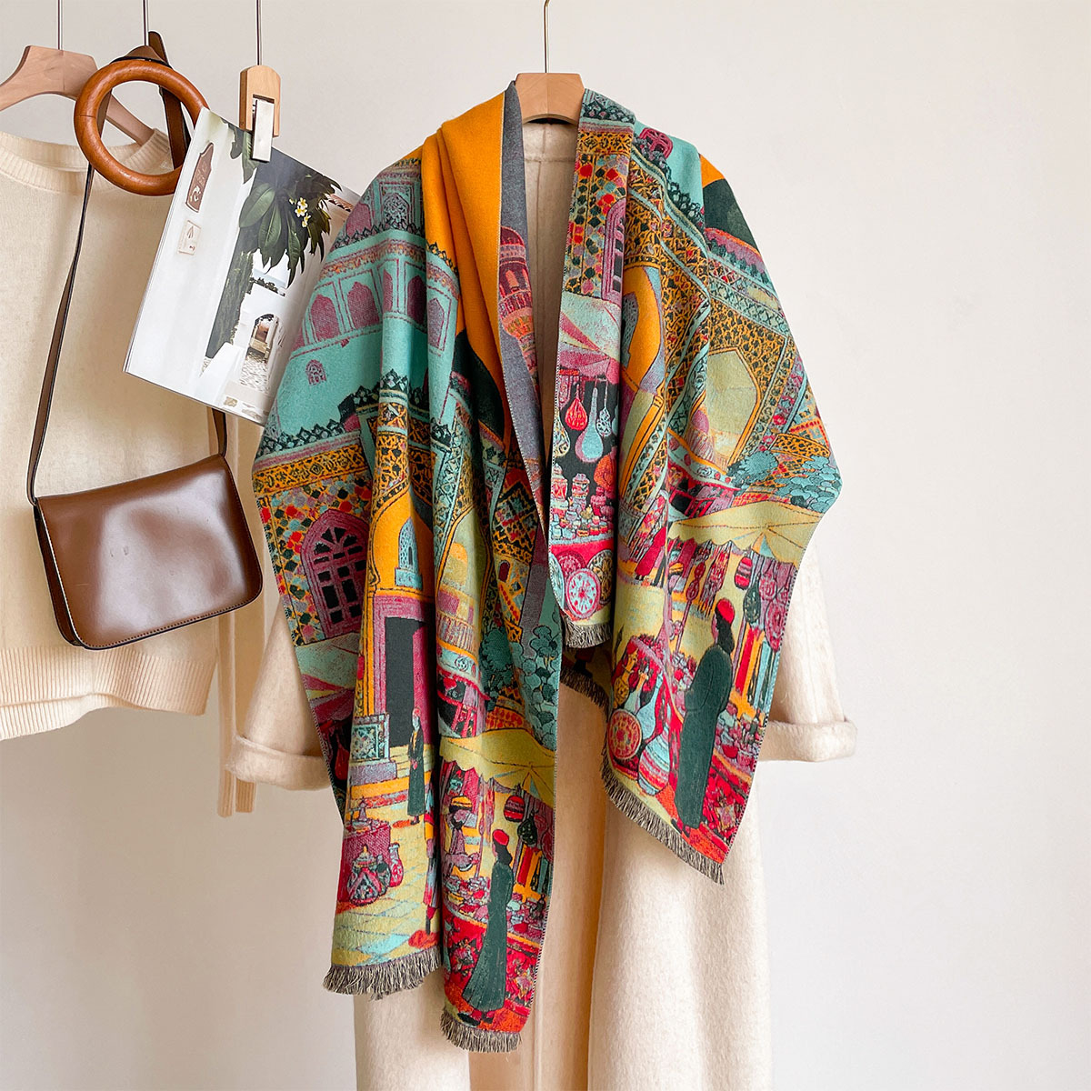 Shawl Wrap Winter - Damen-Schal aus Kaschmir-Imitat, Wendeschal, Winter, dick,