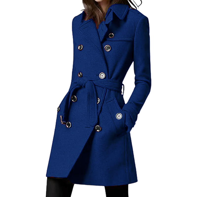 Wool Coat Peacoat - Damen Trenchcoat Wollmischungen Zweireihiges Futter Jacke