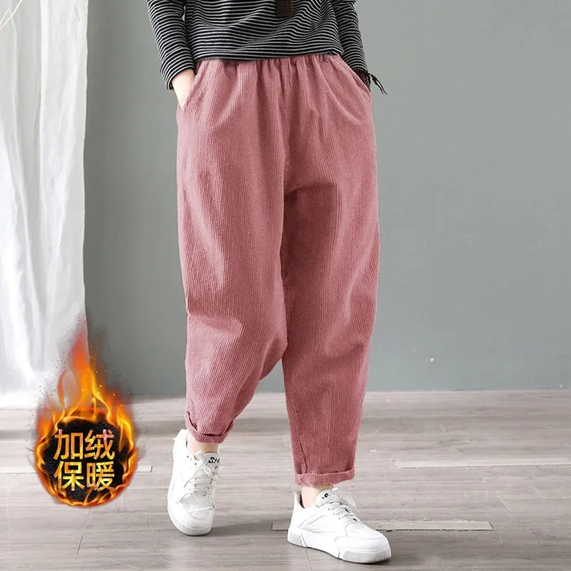 Corduroy Pant Warm - Damen Cordhose mit elastischem Bund, Fleece-Futter,