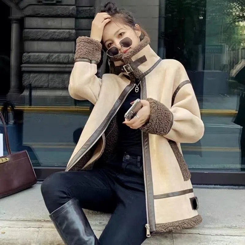 Wool Coat Peacoat - Lamm Pelzmantel Weibliche Neue Herbst/Winter Lose