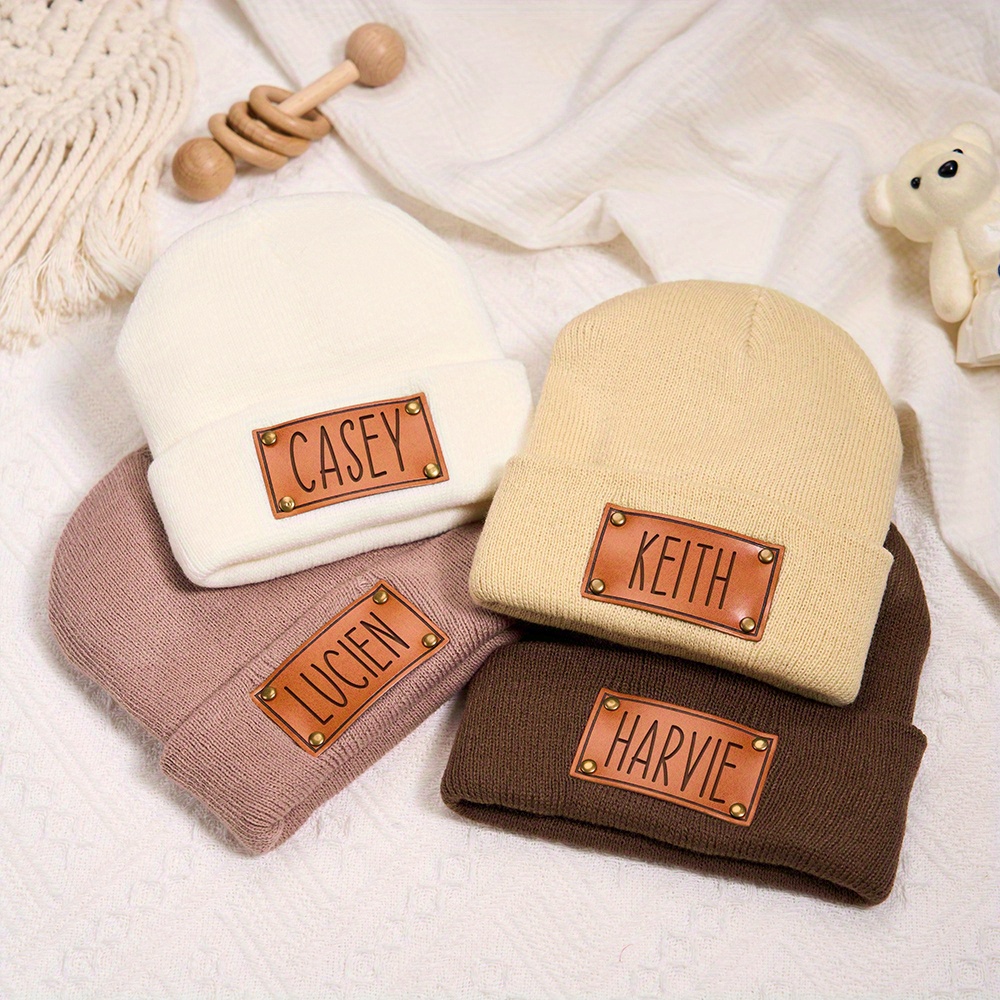 Personalisierte Leder-Patch-Be – Knit Beanie Hat Warm Bewertung und Preis