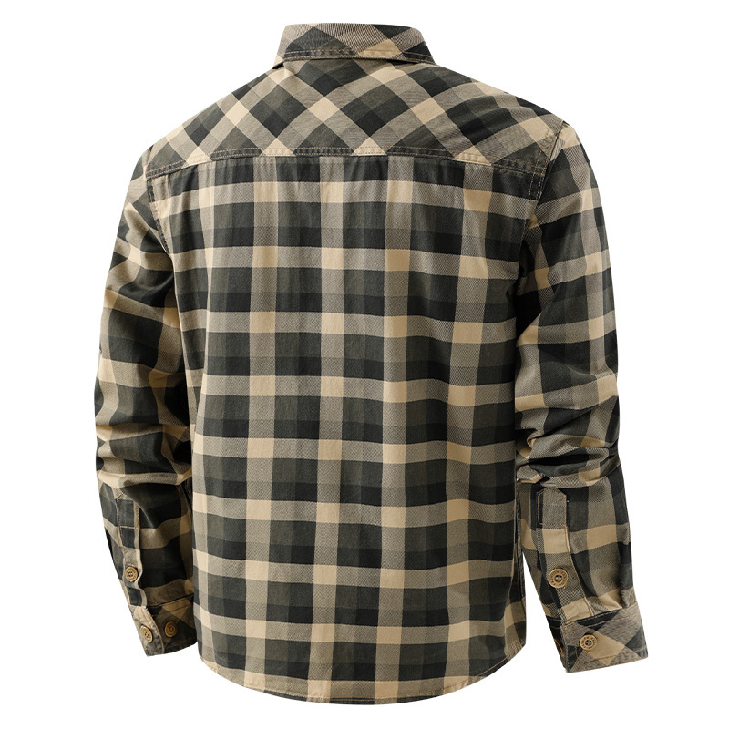 Herren-Retro-Arbeitskleidung,  – Flannel Shirt Lined Bewertung und Preis