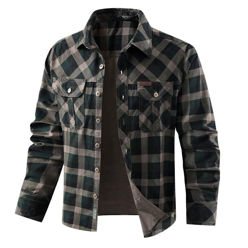 Herren-Retro-Arbeitskleidung,  – Flannel Shirt Lined Bewertung und Preis